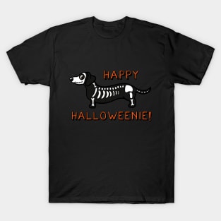 Happy Halloweenie Dachshund Skeleton T-Shirt